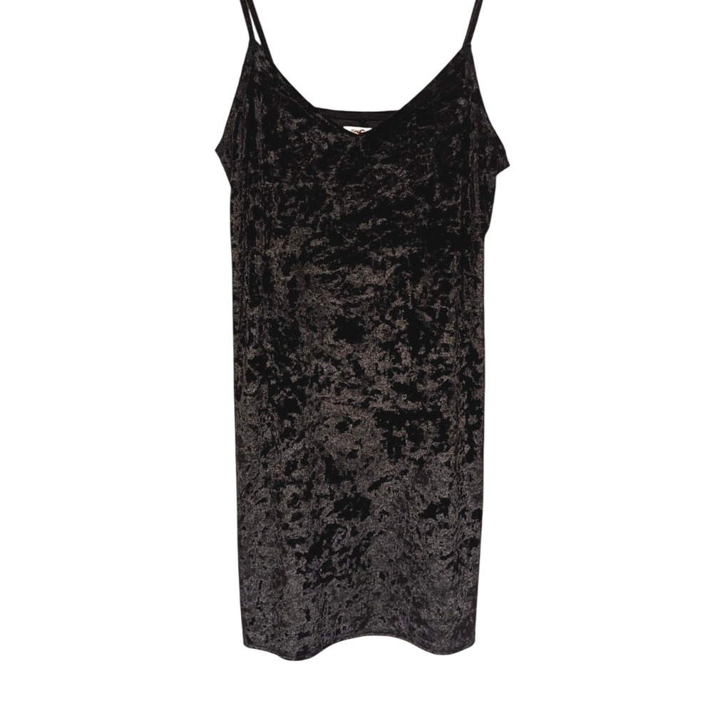 Hollister‎ Black Velvet Mini Dress Spaghetti Strap Bodycon Party Club Size S